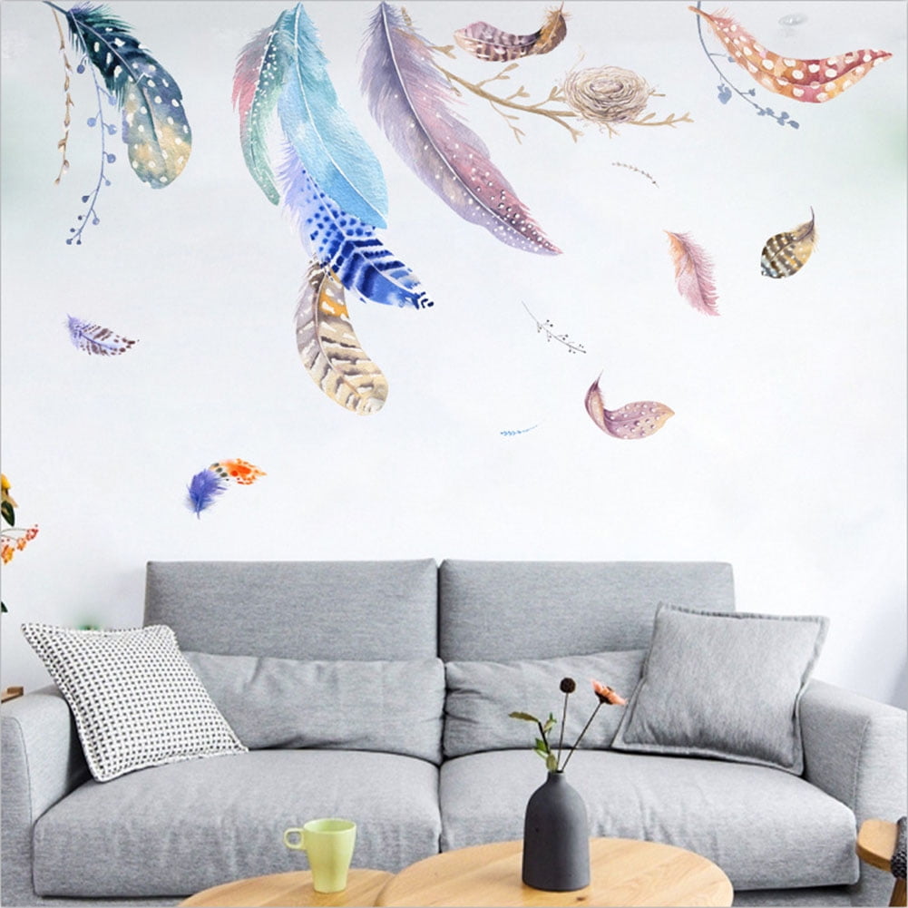 Details about   Feather Wall Stickers124cm x 72cm Removable wall painting and stickers