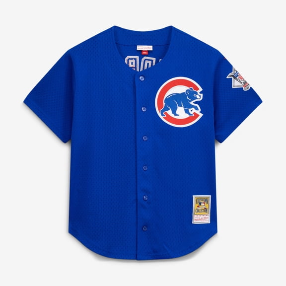 Men's Mitchell & Ness Ryne Sandberg Royal Chicago Cubs Cooperstown Collection 1997 Mesh Batting Practice Button-Up