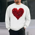 thumbnail image 2 of WREESH Men's Graphic Sweatshirts Valentine's Day Heart Printed Crewneck Sweatshirts Casual Pullover Tops Spring White, 2 of 6