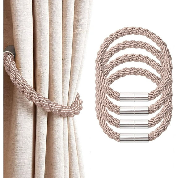 Magnetic Curtain Tiebacks 4 Pack Curtain Holdback Modern Simple Drape Tie Backs for Thin or Thick Home & Office Window Draperies Grey Coffee