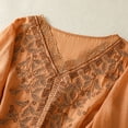 thumbnail image 7 of Vintage Boho T Shirts for Women 2026 Summer Casual Cotton Linen Elbow Sleeve V Neck Floral Embroidery Graphic Tees, 7 of 7