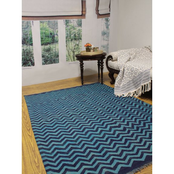 Elan Hayati Lt. Blue/Blue Rug, 4'6" x 5'11"