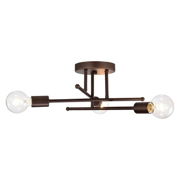 RADIANCE good IRONCLAD Industrial 3 Light Oil Rubbed Bronze Semi-Flush Ceiling Fixture 21" Wide