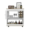 thumbnail image 7 of Camelia Bar Cart,Lower Panel,Six Bottle Cubbies,One Cabinet-Light Oak,White,Multicolor Particle Board Furniture Dining Kitchen Islands Carts, 7 of 7