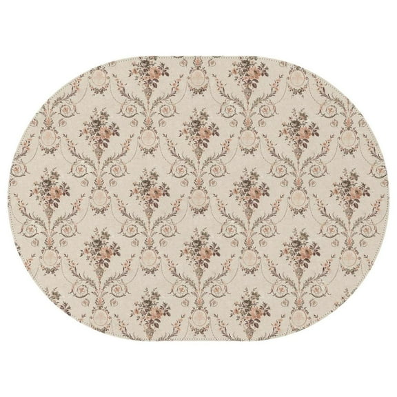 Oval Waterproof Tablecloth Beige American Pastoral Reusable Indoor/Outdoor Durable Table Cover 54 Inch X 72 Inch