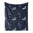 thumbnail image 1 of Unicorn Soft Flannel Fleece Blanket, Dream Animals Hopping in the Forest Legendary Fantasy Imagination, Cozy Plush for Indoor and Outdoor Use, 60" x 80", Dark Blue Grey and Ceil Blue, by Ambesonne, 1 of 6