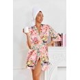 thumbnail image 3 of Ekouaer Women's Short Silk Robes Bride Bridesmaid Kimono Satin Bathrobe V Neck 3/4 Sleeve Sleepwear with Pockets, 3 of 5