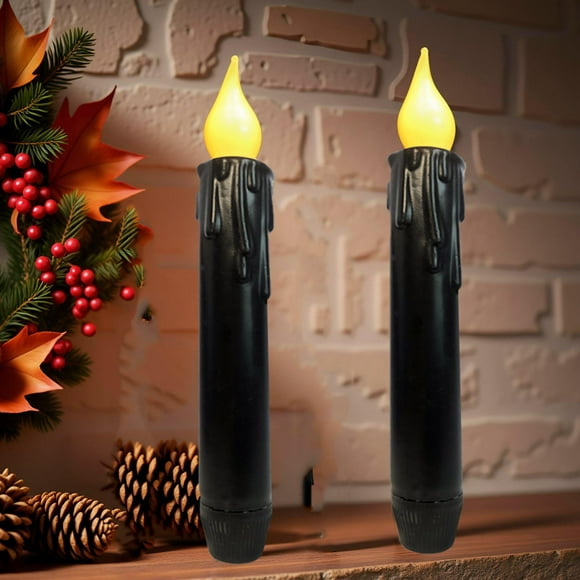 Velas cónicas de cera negra sin llama de Lamp LINCOUNTRY, 17 cm