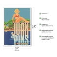 thumbnail image 2 of Juan Les Pins - Antibes Côte d'Azur South of France - French Riviera - Vintage Travel Poster by Alexis Kow c. 1930s - Master Art Print 10in x 14in, 2 of 4