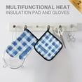 thumbnail image 4 of Yayeee Oven Mitts and Pot Holder Set of 2 Heat Resistant Kitchen Gloves Baking Hot Pad, Blue Plain, 4 of 5