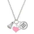 thumbnail image 1 of Delight Jewelry Two-tone 3-D Ghost with Black Crystals - Light Pink Heart Nurse Strong Zoe Necklace, 1 of 4