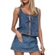 thumbnail image 2 of Conjunto de Dos Piezas de Mezclilla para Mujer: Top Sin Mangas con Lazo y Pantalones Cortos, Chándal Y2K, Conjunto de Dos Piezas de Jeans, Conjuntos de Vacaciones Azul M, 2 of 10
