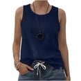 thumbnail image 5 of FAIWAD Tank Tops for Women Crew Neck Sleeveless Side Split Linen Shirts Casual Summer Beach Vacation Blouses, 5 of 9