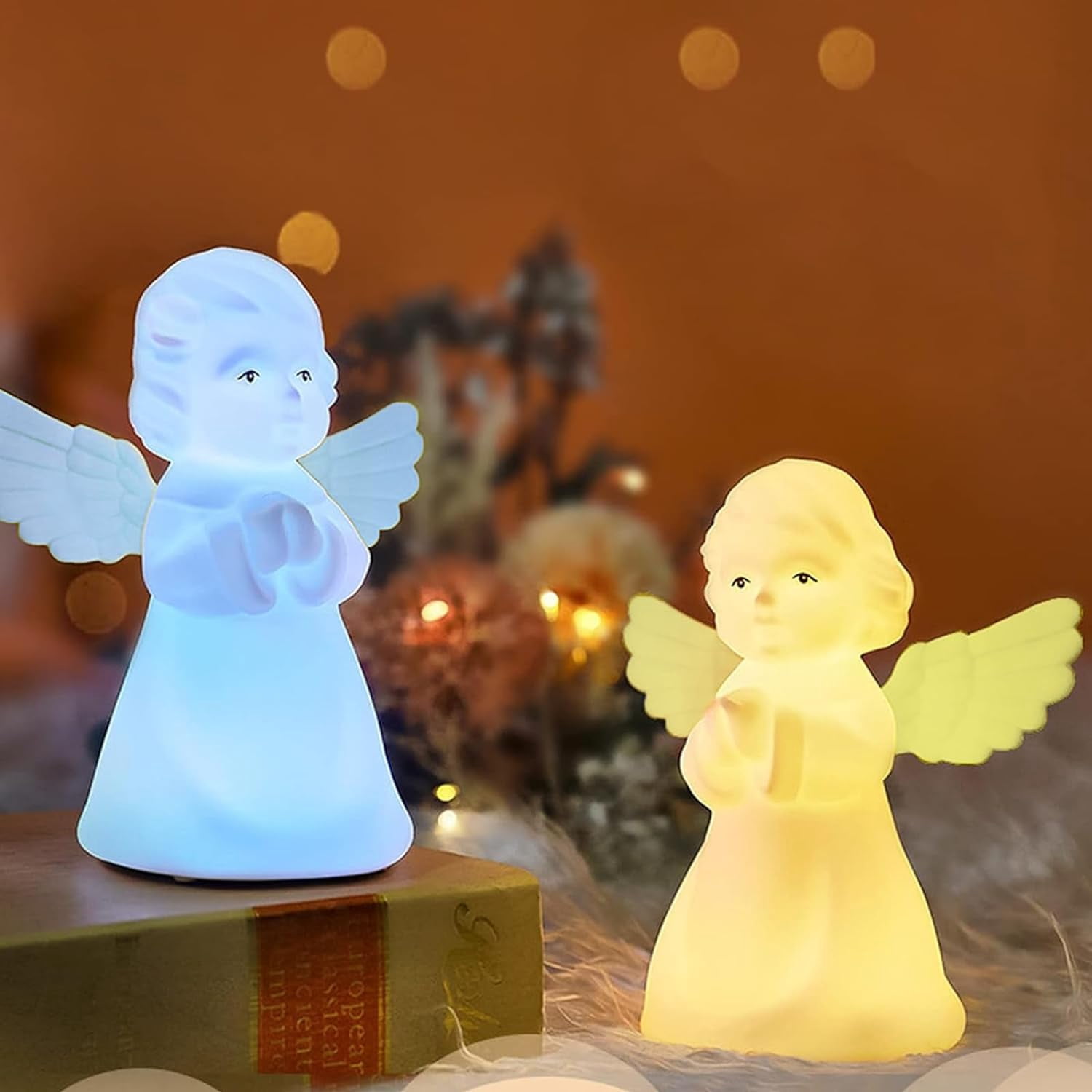 Night Light for Kids, Multi-Color Angel Silicone Lamp with Tap Control, Rechargeable LED Beside Night Lights, Dimmable Cute Nursery Night Light Gift for Boys Girls Baby Toddlers Teen