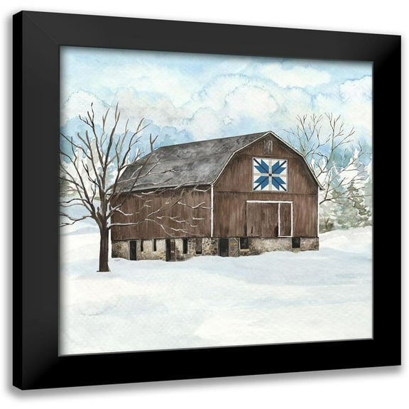 Reed, Tara 12x12 Black Modern Framed Museum Art Print Titled - Winter Barn Quilt III