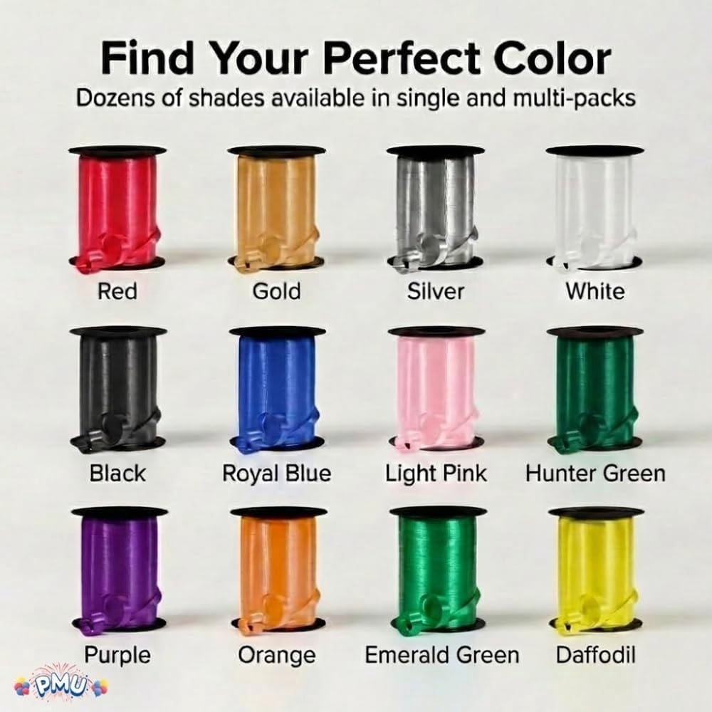 PMU 250 Yards x 3/8in Emerald Green Crimped Curling Ribbon String for Gift Wrapping Ribbon Balloon String Birthday Celebration Party Presents Decor, Festival Art Craft Accessories (1-250 Yard Rolls)
