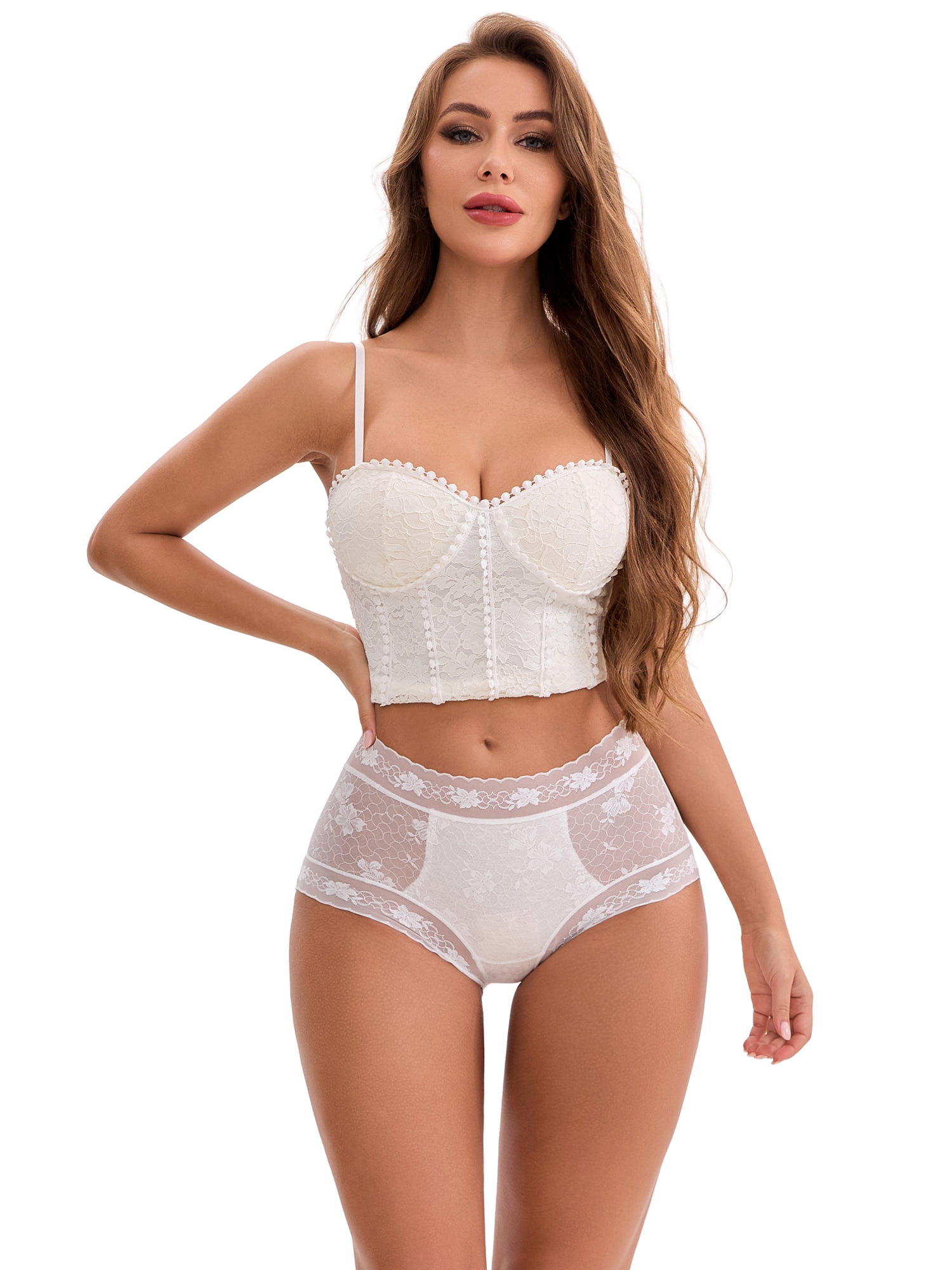 DARING DIVA Women's High-Waisted Extended Crotch Panties 3 Pcs M Black, Beige, White