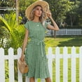 thumbnail image 3 of Falda de longitud media europea y americana, vestido plisado de lunares con cordones de manga corta, superventas de verano, 3 of 5