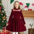 thumbnail image 2 of Gubotare Christmas Dresses for Girls Girl Dress Long Sleeves Fall Skirt Girls Dresses Size 9-10(Wine,9-10 Years), 2 of 4