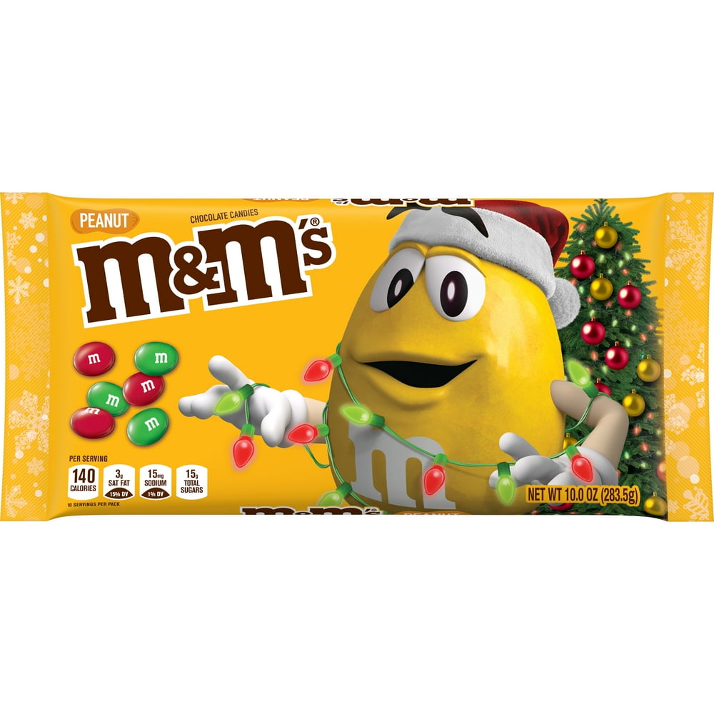 M&m's Holiday Peanut Chocolate Candy Bag, 10 Ounce - Walmart.com 