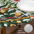 thumbnail image 3 of Grey Plaid Snowman Christmas Round Tablecloth, Fitted Table Cover with Elastic for 36"-44" Round Tables, Xmas Tree Snowflake Winter Table Cloth Outdoor Indoor Dinning Party Waterproof Tablecloths, 3 of 7