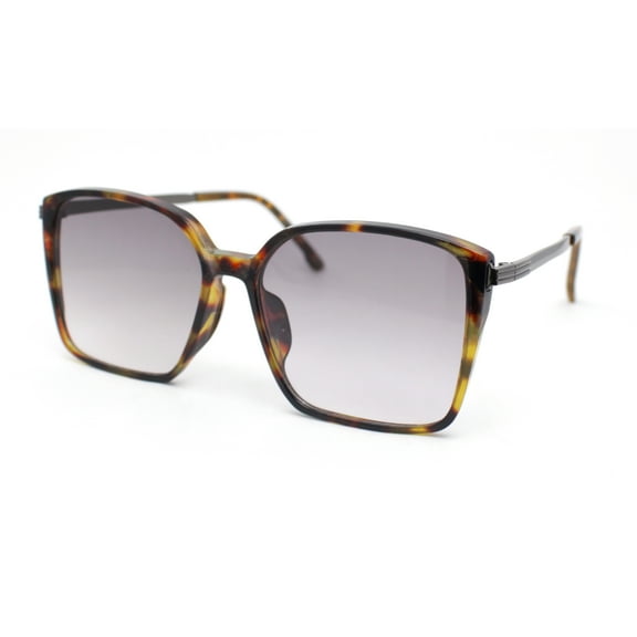 Womens Rectangular Chic Contemporary Designer Style Sunglasses Tortoise - Smoke
