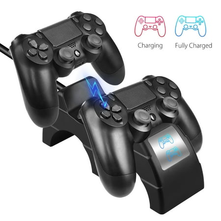 4 Station - EEEKit Charging Dock For PS4 Controller, Dual USB Charging Station Dock Stand with LED Indicator Compatible with PS4/PS4 Slim/PS4 Pro Controller