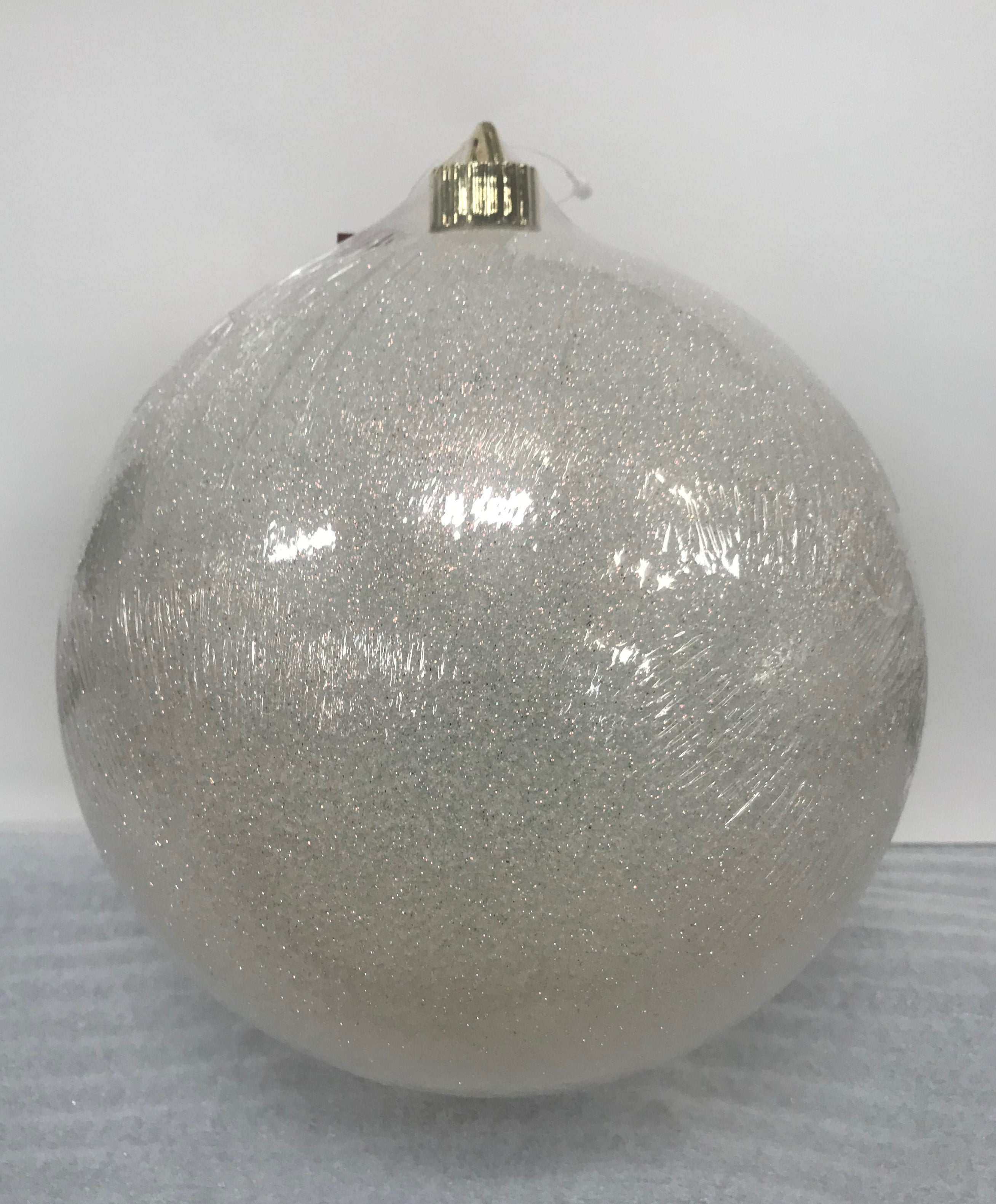 Holiday Time White Glitter Shatterproof Christmas Ornament