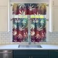 thumbnail image 3 of 27.5x36 Inch Kitchen Curtains Set 3pcs, Bamboo Leaf and Maple Design Polyester Valance and Tiers, Botanical Window Drapes for Small Kitchen or Cottage Decor, 3 of 6