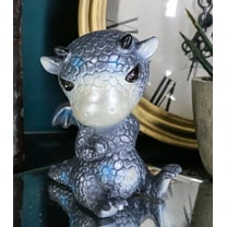 Whimsical Onyx Sulky Wyrmling Baby Hatchling Dragon With Blue Spots Figurine
