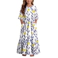 thumbnail image 2 of ITSAME Girls Floral Dress Crew Neck Ruffle 3/4 Sleeve Summer Flowy Casual A-Line Dress Yellow Size 5T, 2 of 7
