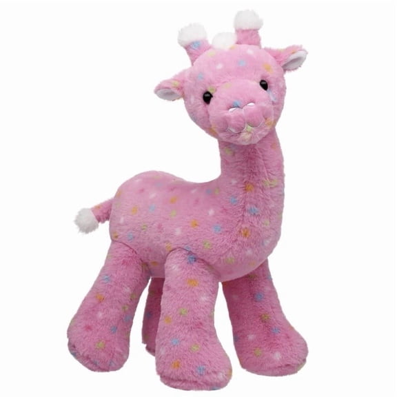 BA Pink Frosted Animal Cookie Giraffe Plush Toy Soft Stuffed Giraffe with Colorful Dots Sweet Nostalgic Gift Home Decor