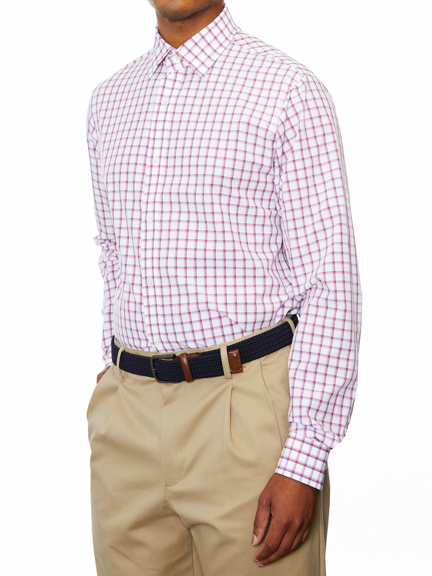 Lands' End Mens Regular-Fit Multi Color Check Dress Shirt