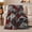 Bear Deer Plaid, variant on Wilderness Lodge Howling Wolf Elk Forest Patchwork, Peaceful Mountain Lake Scene, Warm Flannel Blanket for Cabin and Lodge, Outdoor Lovers person's Day Gift, Artistic Home Decor