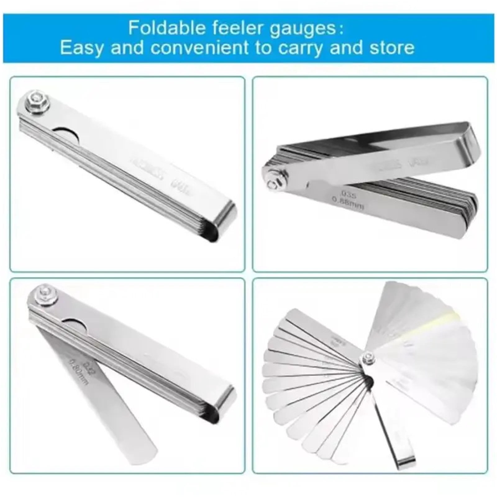 32 Pcs Copper Clip Feeler Gauge Portable Various Specifications Arc Stainless Steel Gauge Gap Gauge Rangefinder ,Easy Identification