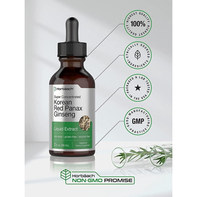 Horbaach Korean Red Ginseng Liquid Extract, 2 oz, Vegetarian