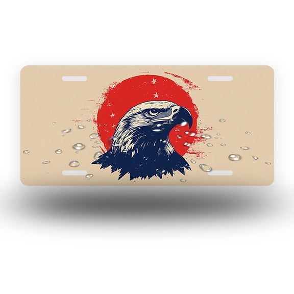 Red circled Eagle Head Front License Plate, Funny Standard Plates Personalized Novelty Decorative For Men/Women/Boys/Girls Car 612 Inch