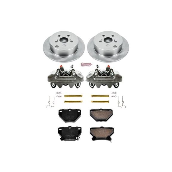PowerStop Rear Stock Replacement Brake Pad and Rotor Kit with Calipers Fits: PONTIAC TOYOTA Select Models KCOE2318