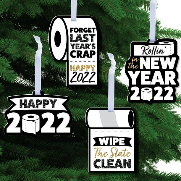 Big Dot of Happiness Rollin' in the New Year - 2022 New Year's Eve Party Decorations - Tree Ornaments - Set of 12