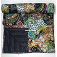 thumbnail image 4 of Handblock Multi Pasiely Print Handmade Cotton Kantha Quilting Throw Blanket Hippie Queen/King Size Bohemian Block Kantha Quilt, 4 of 5