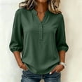 thumbnail image 2 of GUACER Half Sleeve Henley Blouses for Women V-Neck Button-Up Top Flowy Lightweight Shirts for Casual & Office Wear, 2 of 7