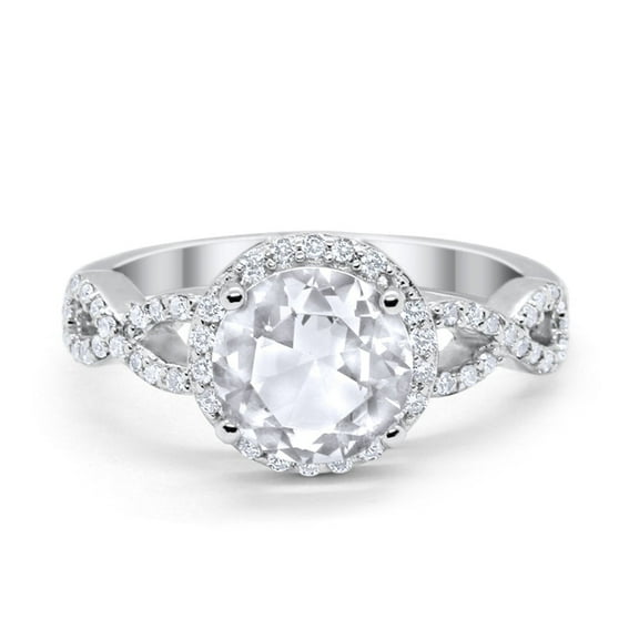 Halo Infinity Round Ring CZ Solid 925 Sterling Silver Size 5