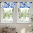 thumbnail image 2 of LALILO Kitchen Curtain Valance Beautiful Blue Waves Marble Rod Pocket Window Curtain 52"x 18" Set of 2, 2 of 5