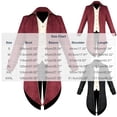 thumbnail image 3 of DayScoop Men's Halloween Burgundy Jacquard Tailcoat with White Faux Vest Retro Court Dance Cosplay Outfit for Themed Party Dress Up, 3 of 6