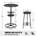thumbnail image 4 of VECELO 3-Piece Bar Table Set with Wine Rack, Round Bistro Table with 2 Stools for Breakfast Nook, Dining Room, Kitchen, Black, 4 of 9