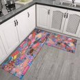 thumbnail image 3 of Bohemian Purple Square Pattern Kitchen Rugs and Mats Sets Of 2,Kitchen Decoration Rugs,Rubber Backing Non-Slip Floor Mat for Sink Washable Waterproof Laundry Room Runner Rugs, 3 of 7