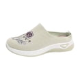 thumbnail image 2 of Norvail Womens Soft Soled Embroidered Slip Ons Walking Shoes, Breathable Knit Backless Mules Sneakers, Lightweight Slip on Flat Mules for Middle Aged and Elderly Women, 2 of 6