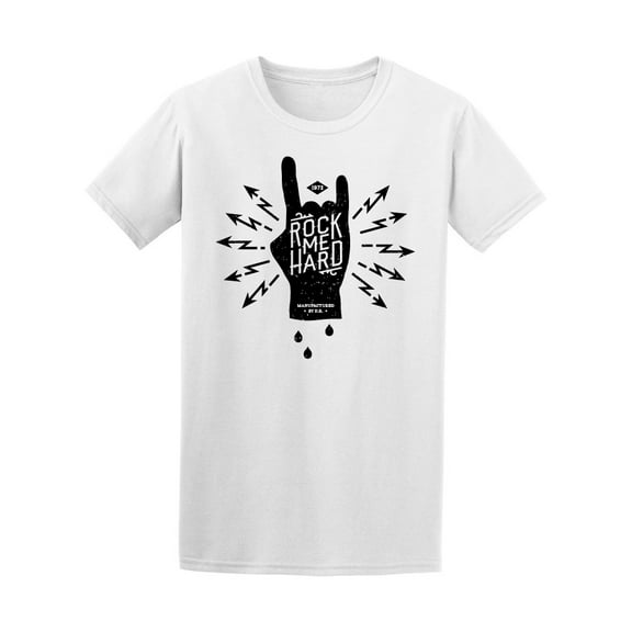 Rock Me Hard Rock Hand Sign T-Shirt Men -Image by Shutterstock, Male Medium