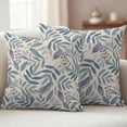 thumbnail image 2 of Blue Leaf Outdoor Pillow Covers 18x18 Set of 2,Waterproof Patio Throw Pillowcase Protectors,Farmhouse Purple Fruit Nature Branch Plant Decorative Pillow Shams Cushion Covers for Seat Bed Couch Sofa, 2 of 8