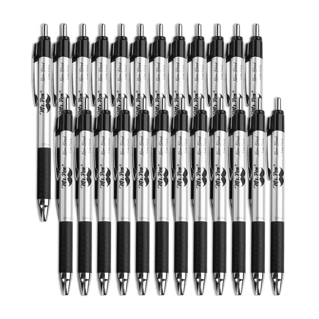 Bolígrafos Mr. Pen, paquete de 24, punta fina de 0,7 mm, tinta negra
